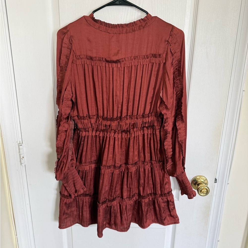 O.P.T. NEW Tianna Ruffle Mini Dress Rust - Picture 6 of 6
